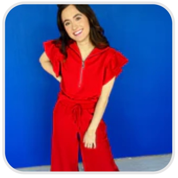 MyEllement Andrea Flutter Sleeve Top - Cherry/Carmine - Picture 3 of 4